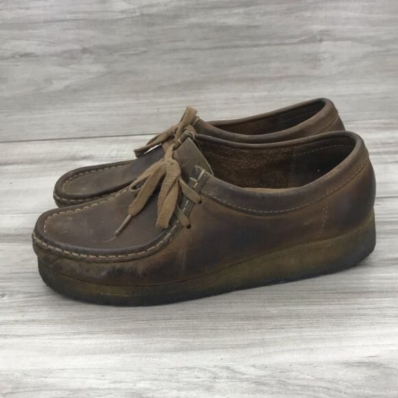 Clarks Shoes - Clarks Brown Leather Wallabee-Style Flats